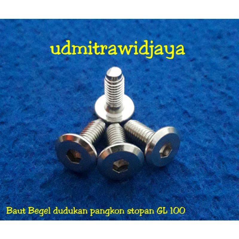 Baut begel stopan 1set 4pcs stainless anti karat BEGEL GL100 baut untuk DUDUKAN PANGKON STOPAN Gl 100 gl cepek baut variasi jcbc stainless stell SS