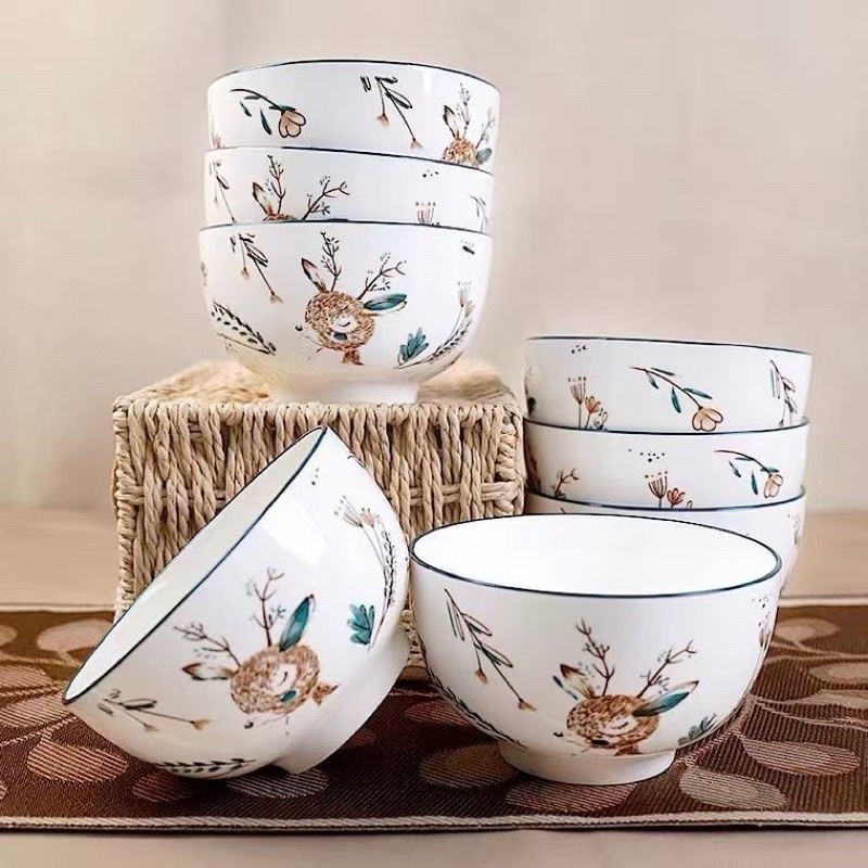 PIRING KERAMIK 8 INCH DEER FOOD PLATE PIRING MAKAN VARIASI MOTIF-5