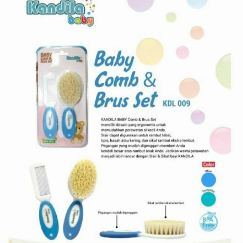 KANDILA Baby Comb and Brush Set Sisir Bayi Lembut Baby Brush and Comb Kandila Sisir Bulu Domba