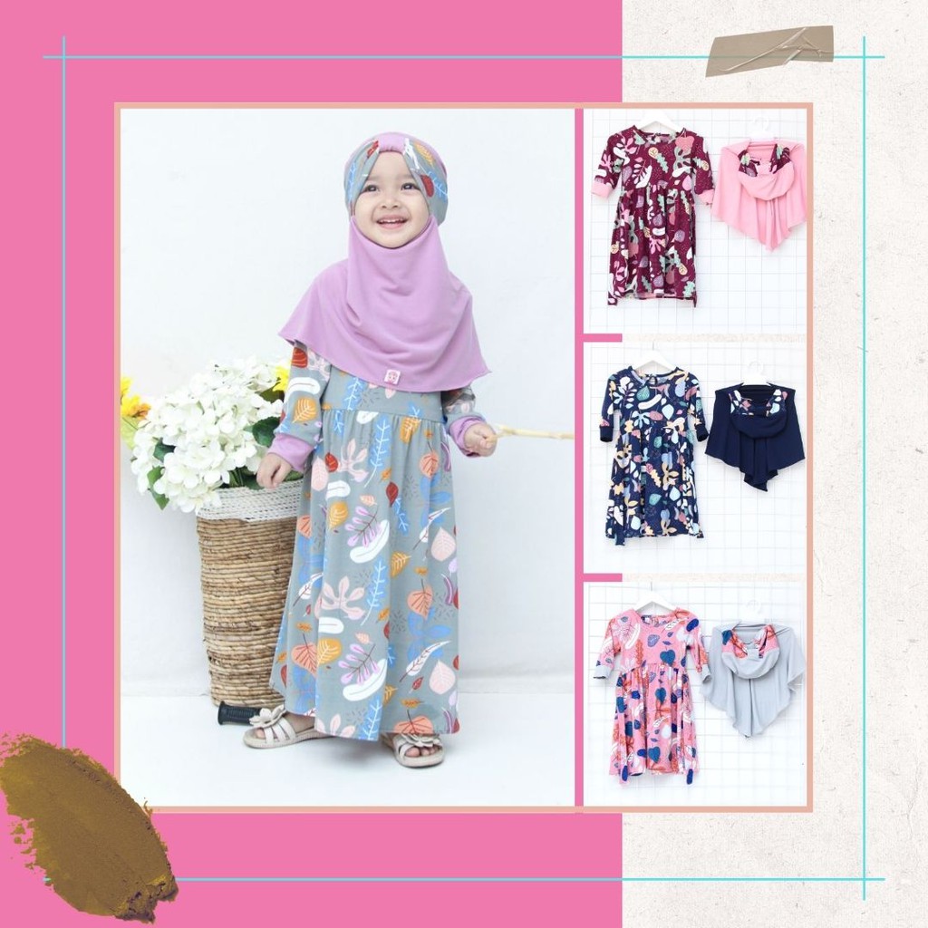 Gamis Anak Perempuan Set Hijab Syafa By Almahyra Kids
