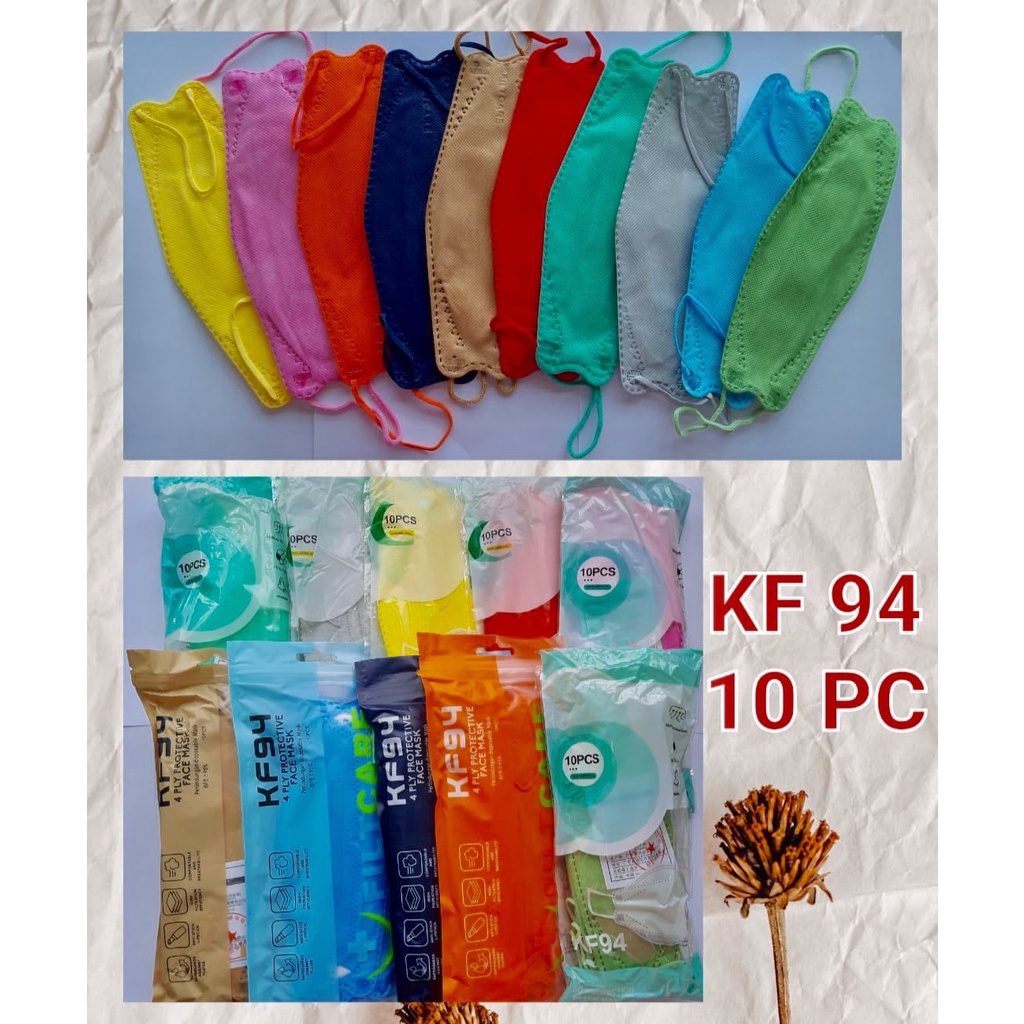 ( TANPA BOX KF94 / 1 Pack isi 10 pcs ) Masker KF94 / Masker KF 94 Murah Warna Pink Gold Mint Yellow Grey Orange Piink Navy