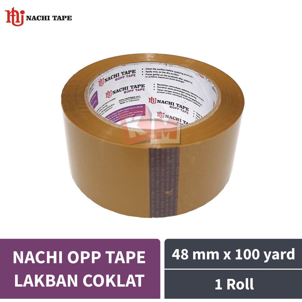 Lakban Coklat Nachi Opp Packing Tape 2 Inch / 48 mm x 100 Yard Core Ungu / 48mm