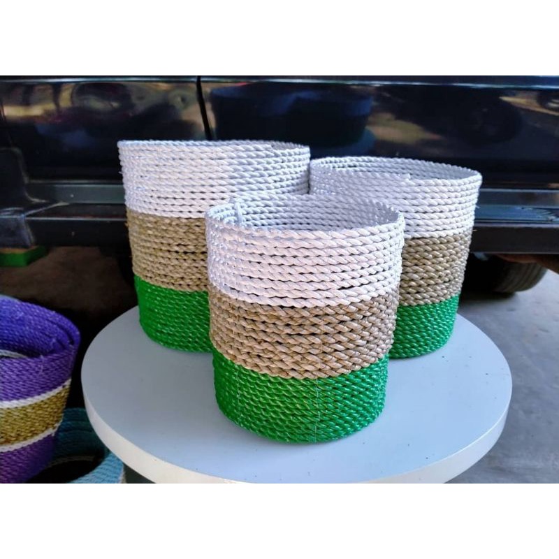 TERMURAH - COVER POT 3PCS ANYAMAN SEAGRASS PANDAN