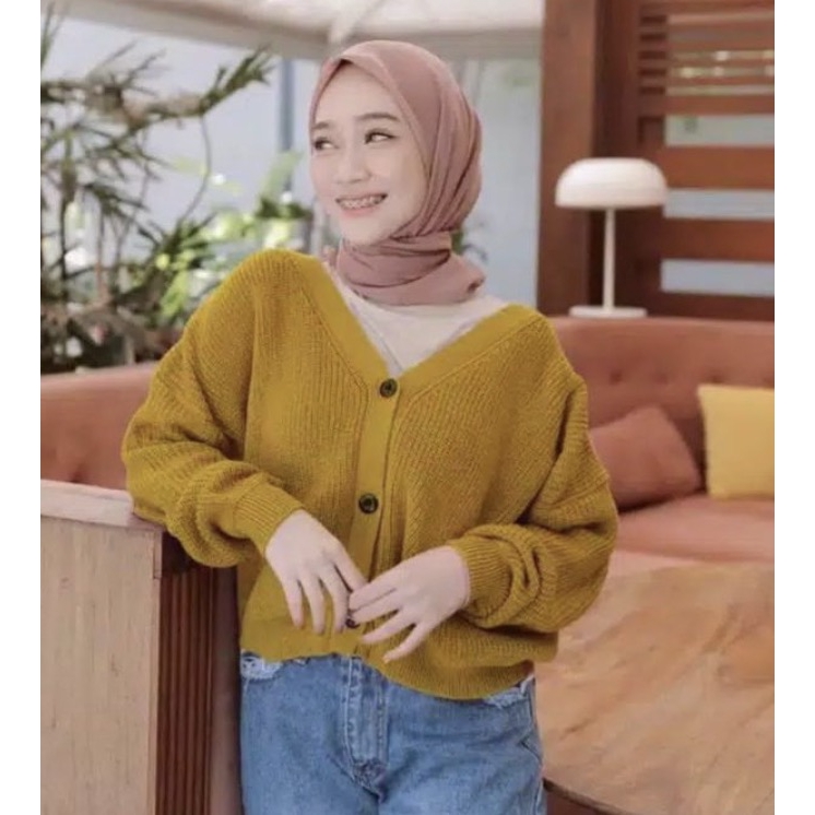 [COD] CARDIGAN CROP 7GET RAJUT TEBAL LENGAN PANJANG Eireen  Premium Nacara Outer Kardigan Malika