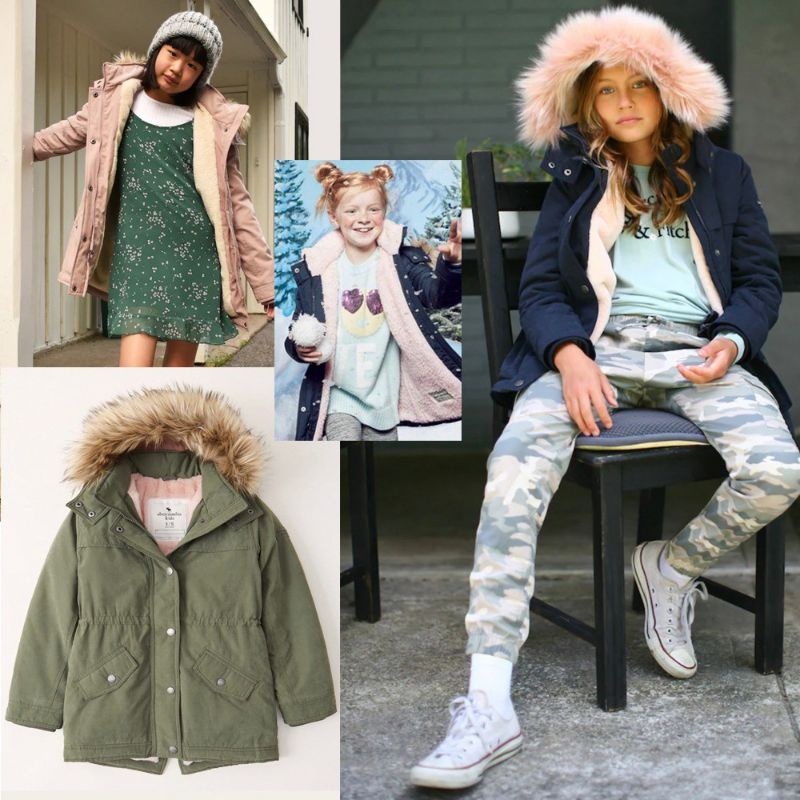 Original Abercrombie Kids Fitch & Fur Jacket Parka Anak Laki-Laki Anak Perempuan