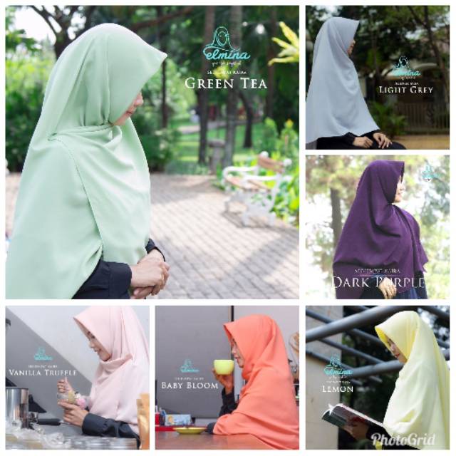 Hijab Jilbab Segiempat Polos Elmina Kaira Ukuran 150 cm