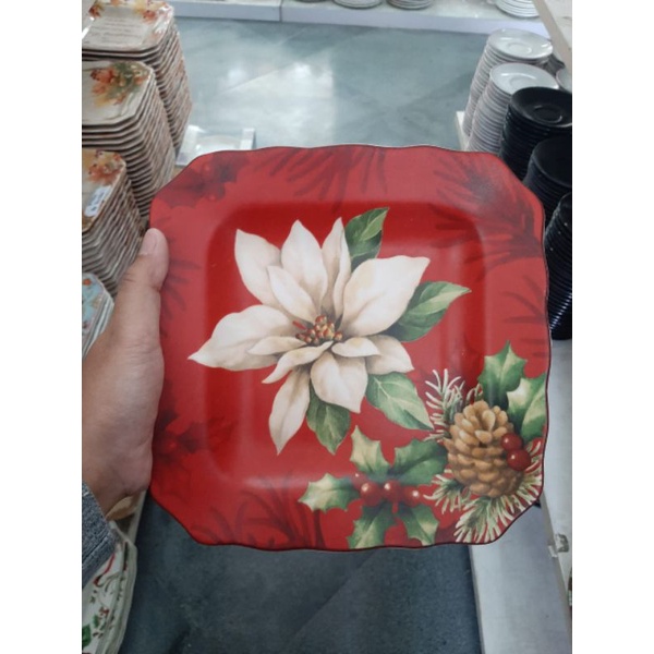[PIRING SAJA] NATAL HAMPERS NATAL SQUARE SALAD PLATE BOWL MANGKOK PIRING KERAMIK SANGO