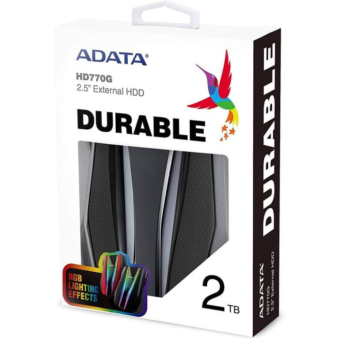 Adata HD770G 2TB - RGB External HDD - Antishock & Waterproof USB 3.2