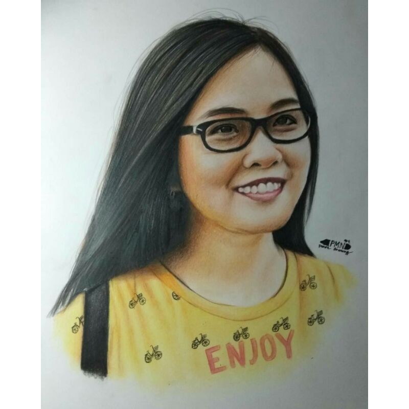 (A4 + bingkai) Sketsa wajah lukisan wajah pensil gambar