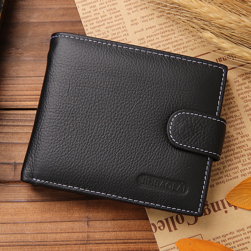 ORIGINAL JINBAOLAI 8040 DOMPET LIPAT PRIA KULIT ASLI DENGAN TEMPAT KOIN