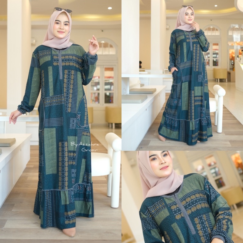 Nori Maxy Rample - Gamis Diana Denim LD105+ Busui Rample / 222-6898