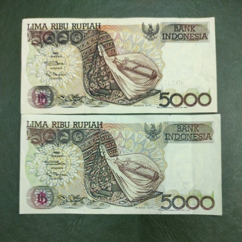 UANG INDONESIA SASANDO PC 5000 TAHUN 1992 UNC GRESS BARU