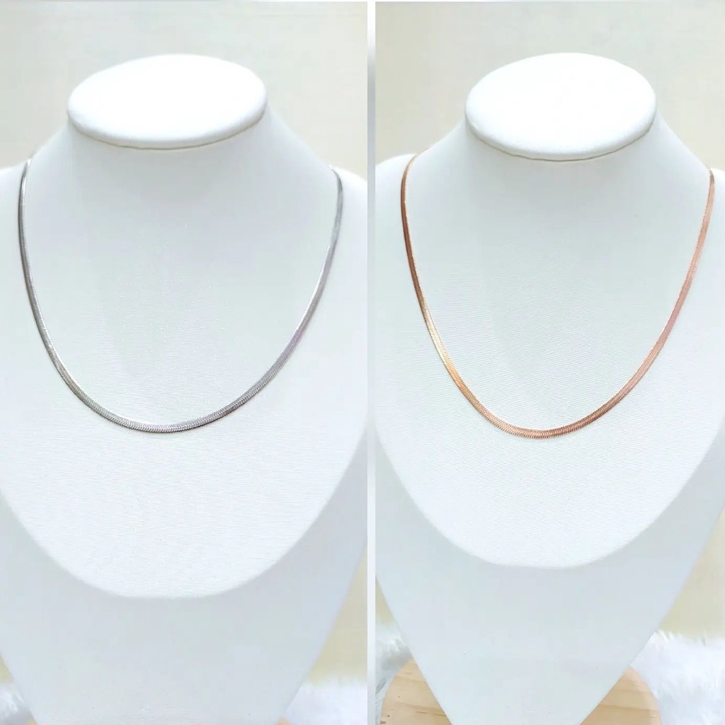 COD Kalung Wanita Polos Anti Karat Titanium Asli Aksesoris Korea VIP Jewelry Choker Sisik Naga Murah