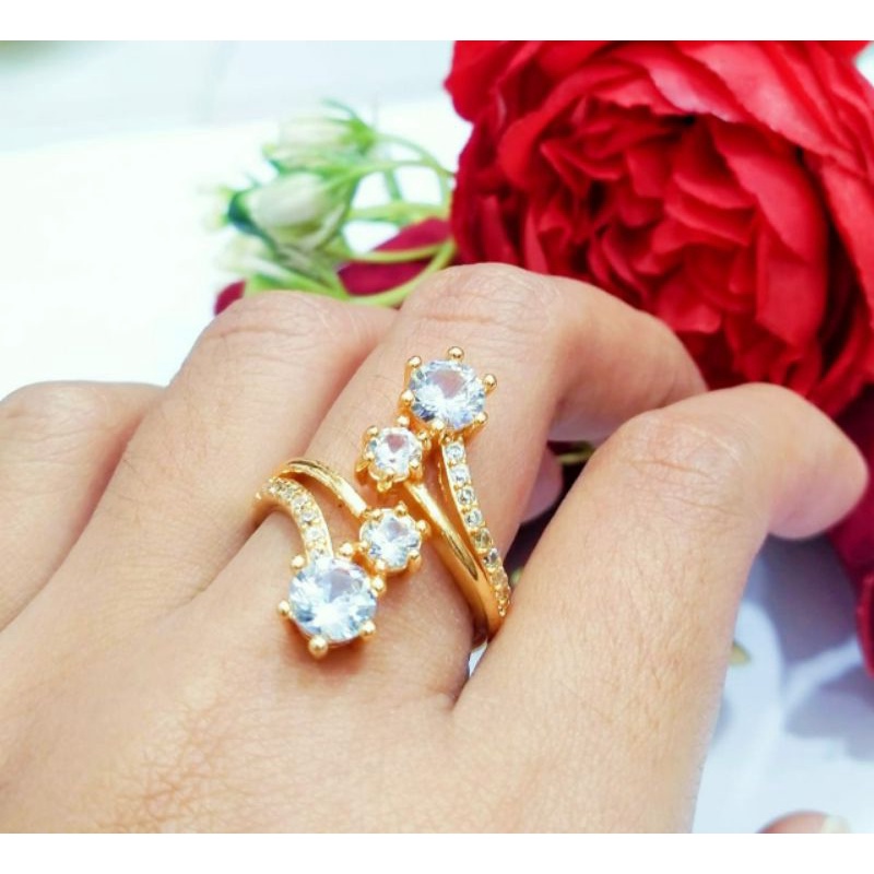 Fourfashion Cincin Xuping Dewasa Permata Double Premium Kekinian PD139