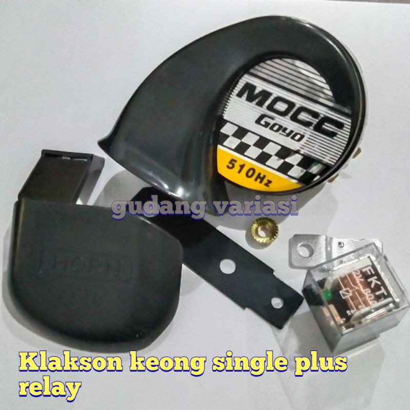 KLAKSON KEONG SINGLE HORN 12 VOLT PLUS RELAY BUAT SEMUA MOTOR SUARA MOBIL