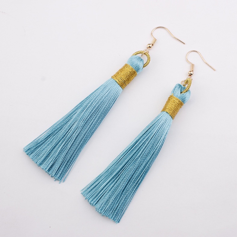 Panjang fringe anting multi-warna emas tepi rumbai anting-anting Eropa dan Amerika bohemian merek be