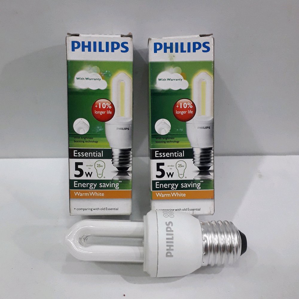 Lampu Philips Essential 5W 5 Watt 5 W 5Watt WarmWhiteLight Kuning