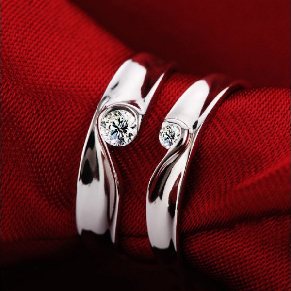 Cincin Bergaransi Cincin Permata Couple Ring Cincin Perak Murni Cincin Tunangan Cincin Murah RJ219 W