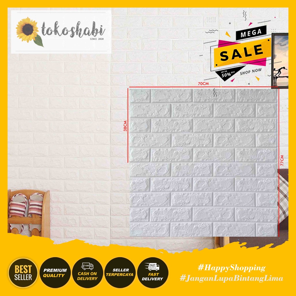 Wallfoam Sticker 3D Modern Foam Wallpaper Dinding Karakter Motif Batu Alam-5