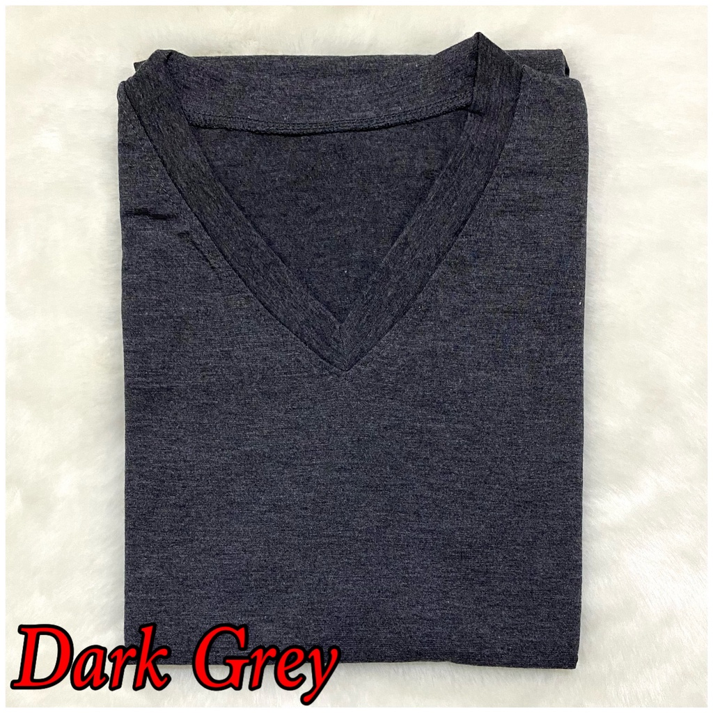 V-NECK JUMBO XXL Panjang / Kaos Polos Basic Vneck Panjang /  t-shirt / Atasan Pakaian Wanita Murah-TPJ V-XXL DARK GREY