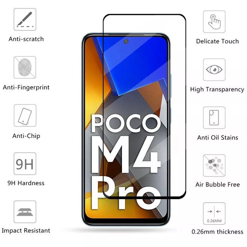 TEMPERED GLASS FULL COVER XIAOMI POCO M4 PRO 4G SCREEN PROTECTOR 9H ANTI GORES