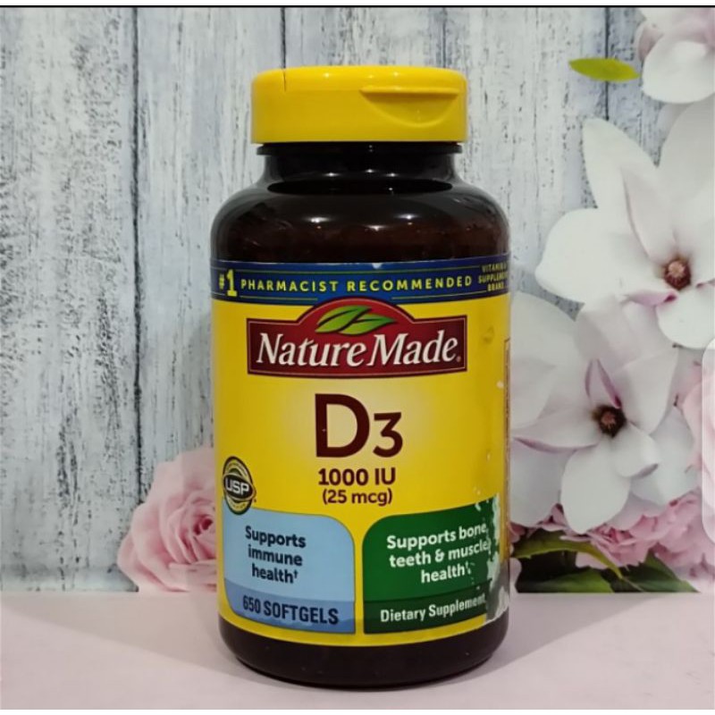 Nature Made D3 1000 IU 25 mcg 650 Softgels Harga Promo ( Sticker Rusak )