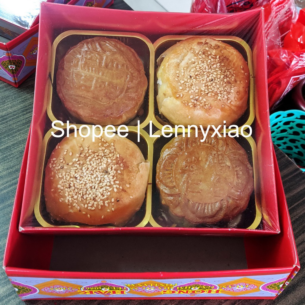 Moon Cake Makau Pia Kue Bulan Premium Honghak Honghak Pontianak Tausa Telur Asin Gojin isi 4 Pcs