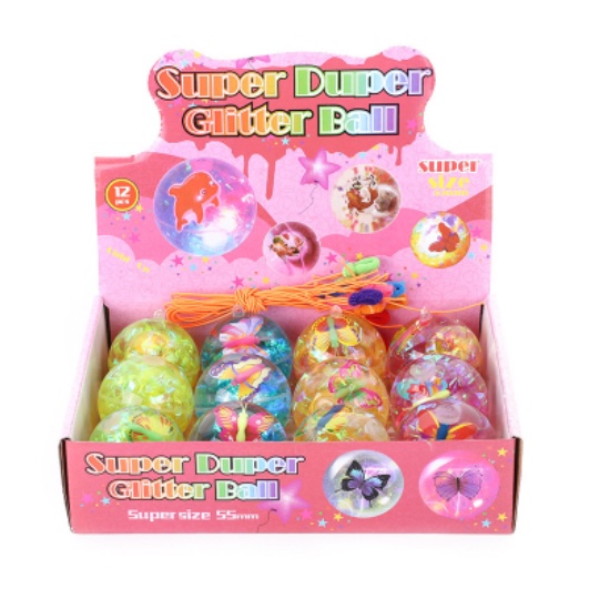 [ORGM] Mainan Anak Bouncy Glitter Ball Bola dengan Lampu LED Kelap Kelip