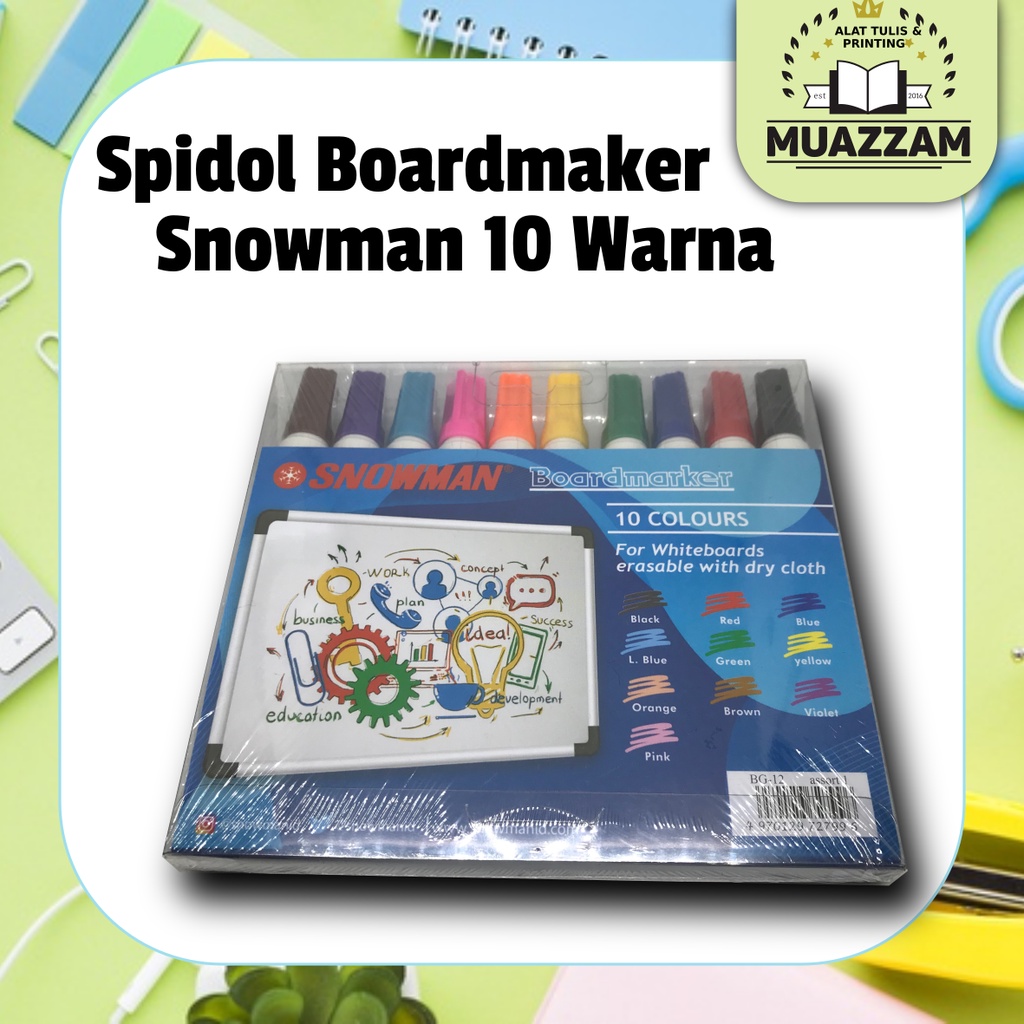 

SNOWMAN Spidol Whiteboard 10 Warna Set BG-12