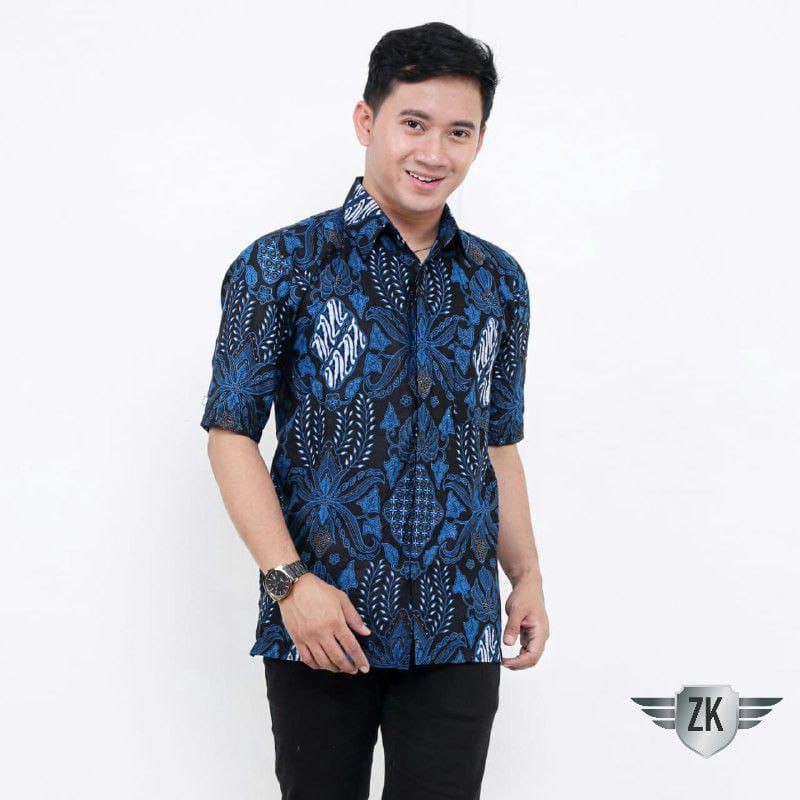 022 Zahira Batik HRB026 Kenongo Hem Kemeja Batik Pria Lengan Panjang  Katun Primis Halus M L XL