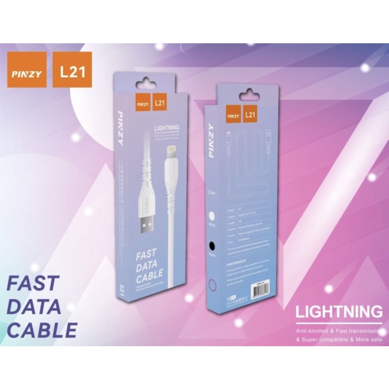 Kabel Data PINZY L21 2.4A USB Type Lightning Support Data Transmisi - Kabel Data PINZY L21 -
