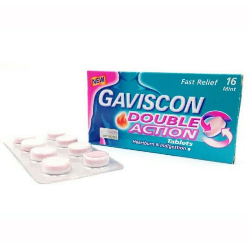 Gaviscon Dual Action Chewable Tabs 16 | Heartburn & Indigestion - Obat Sakit Maag