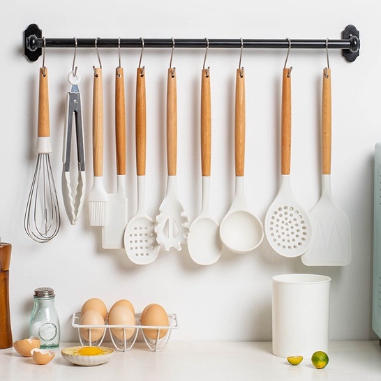 【RUMATIDY】Silikon Spatula Alat Masak Set 12pcs Silicone Sodet Steak Clip Set Oil Brush Kitchen Cooking