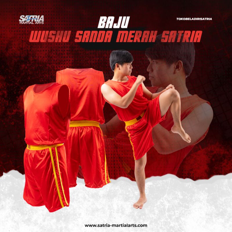 BAJU / SERAGAM WUSHU SANDA MERAH / BIRU / HITAM SATRIA