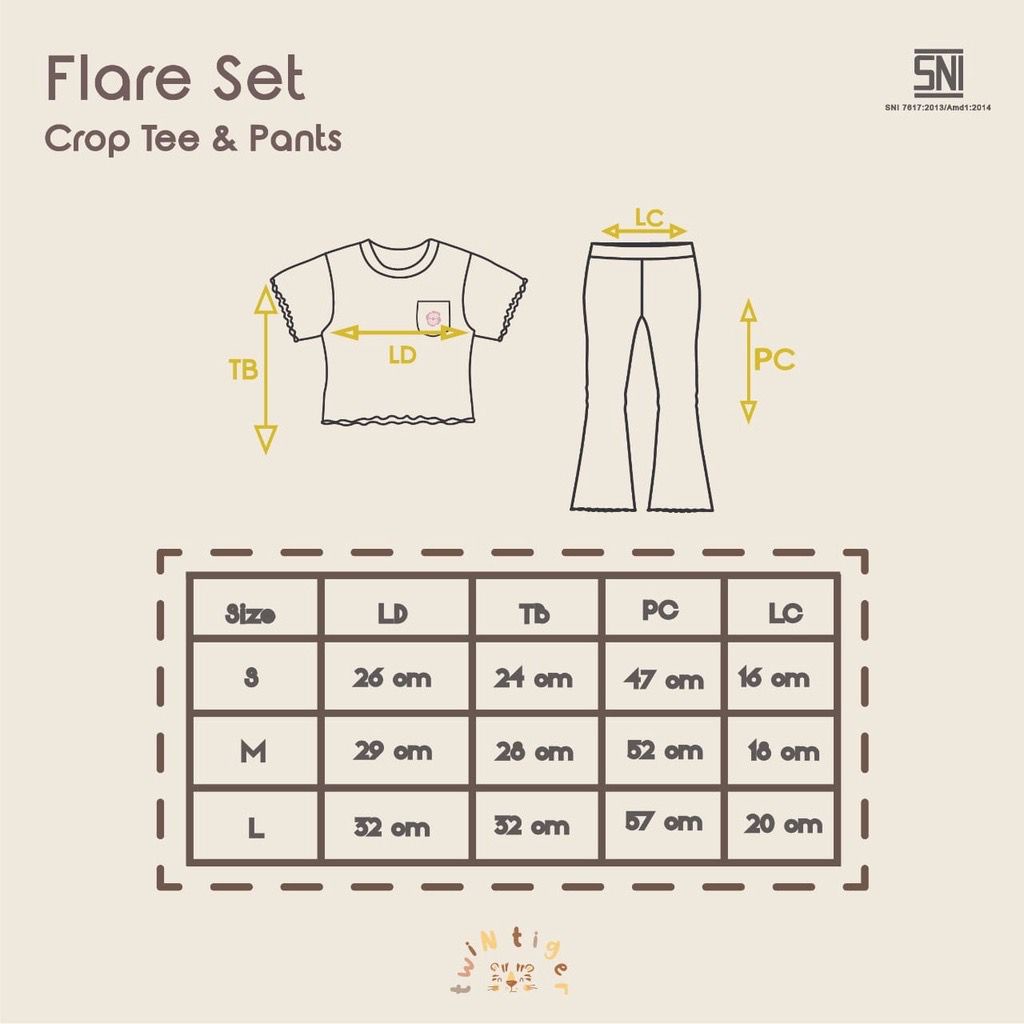 Twin Tiger Flare Set Setelan Crop Top Anak Perempuan