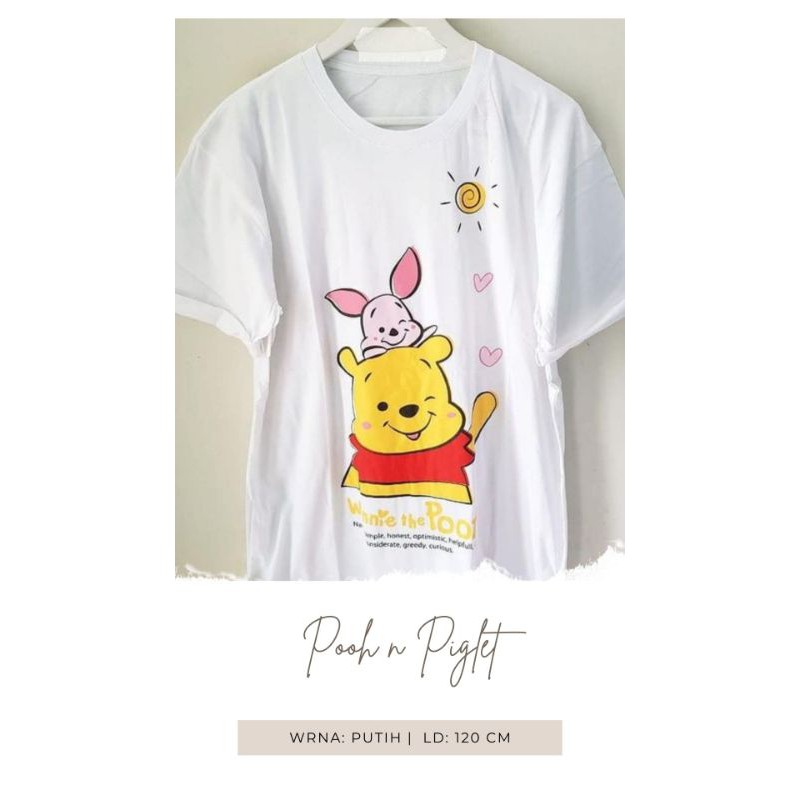 KAOS OVERSIZE JUMBO WANITA- POOH N PIGLET KATUN