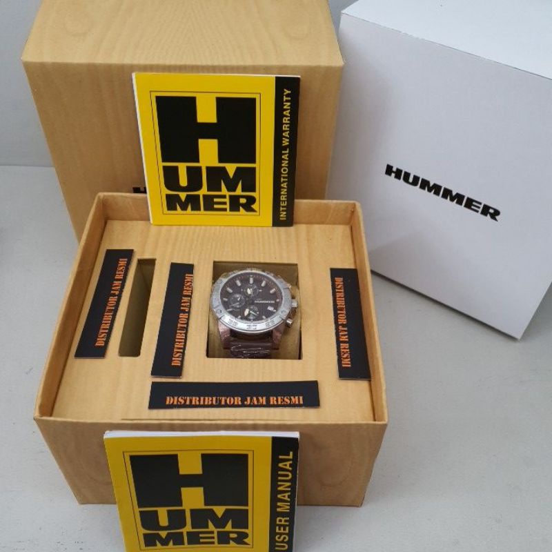 Jam Tangan Pria Humer HM1009-14420 Brown Silver Leather Brown Cronograph