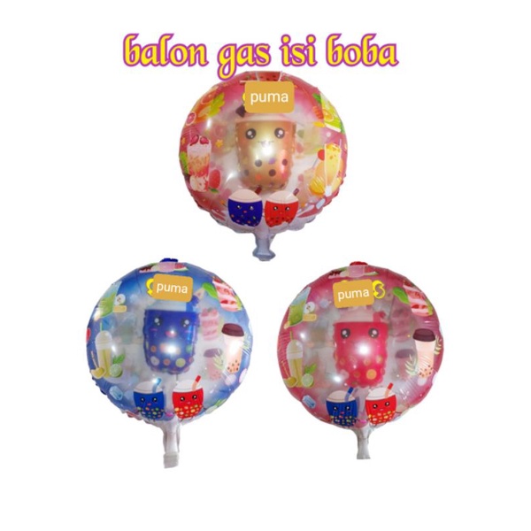 balon karakter bulat isi boba