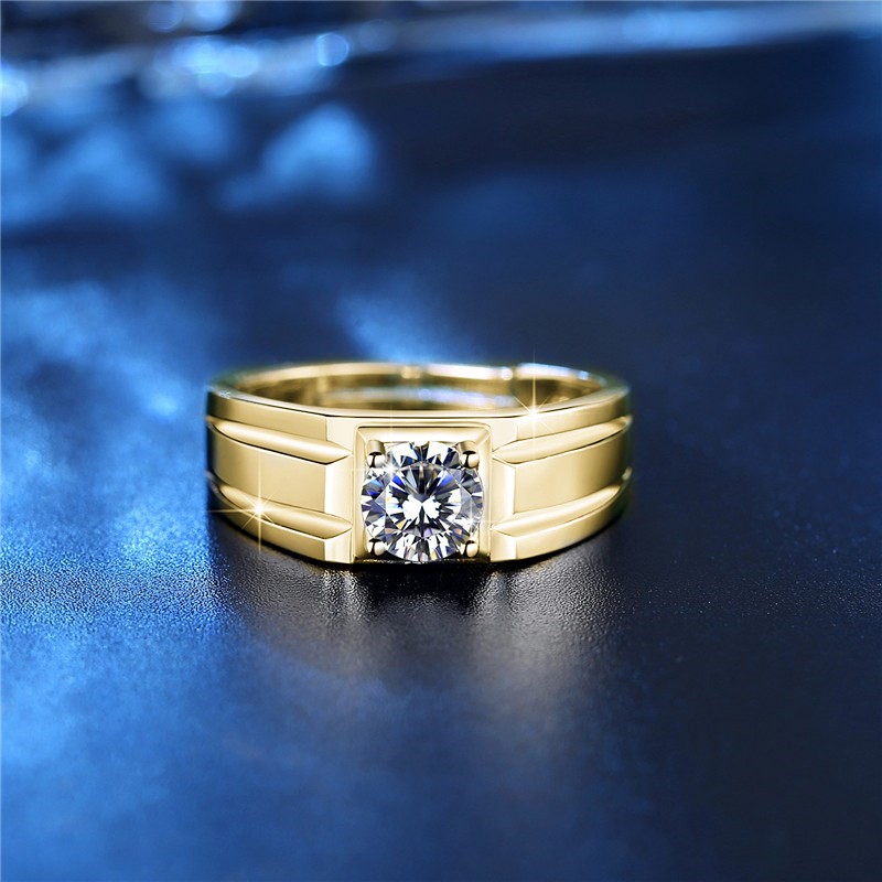 Cincin Pasangan Emas 18K Berlapis Platinum + Berlian bulat mengkilap