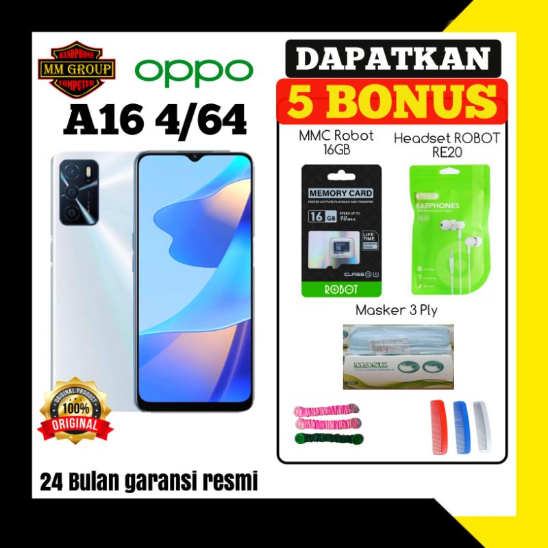 HP OPPO A16 RAM 3/32 dan 4/64GB GARANSI RESMI OPPO INDONESIA