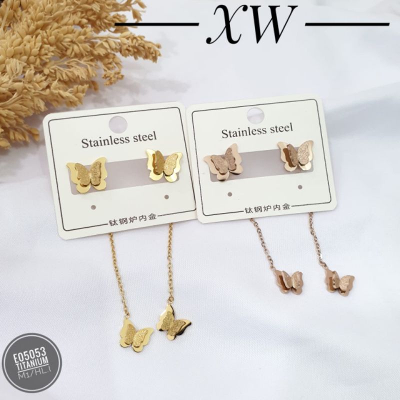 Anting Stud Titanium Jurai Kupu E14018