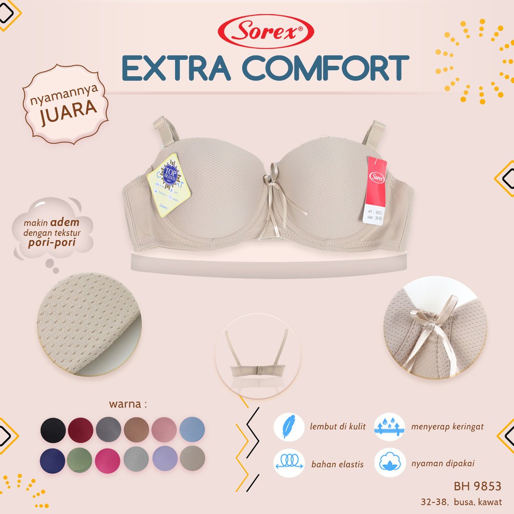 Bra SOREX Setengah Cup 9853 | Sorex BH Half Cup Sorex Pori Wanita Dewasa | Open Sorex