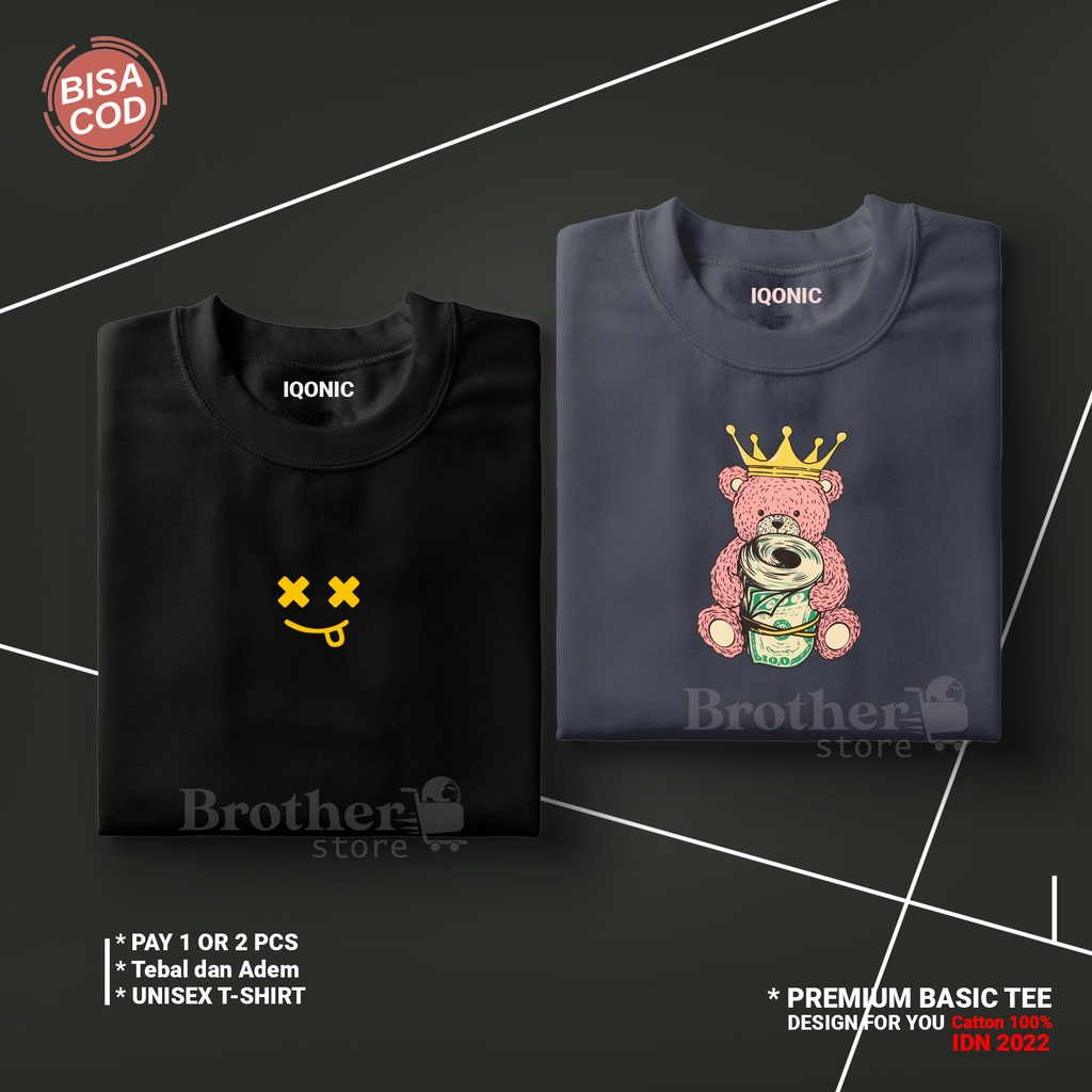 Buy 1 Or 2 PCS BROTHER STORE / Kaos Distro Pria / Kaos Distro100% Catoon Combed 24s / ArticelKGBE