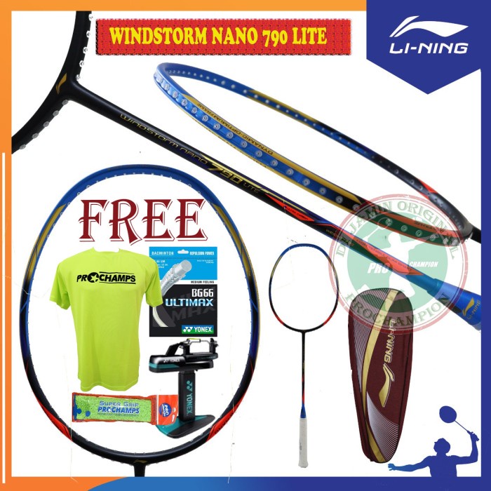 TERBARU (PAKET) LINING WINDSTORM NANO 760 770 780 790 LITE RAKET BADMINTON ORI - NANO 790 LITE
