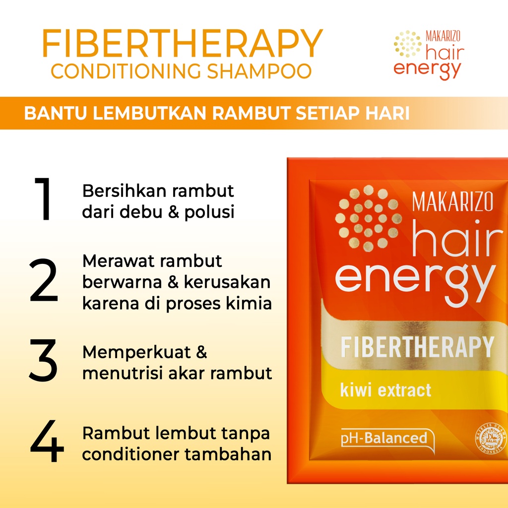 Makarizo Hair Energy Fibertherapy  Conditioning Shampoo Kiwi 10 mLx12 / Shampo Kondisioner-3