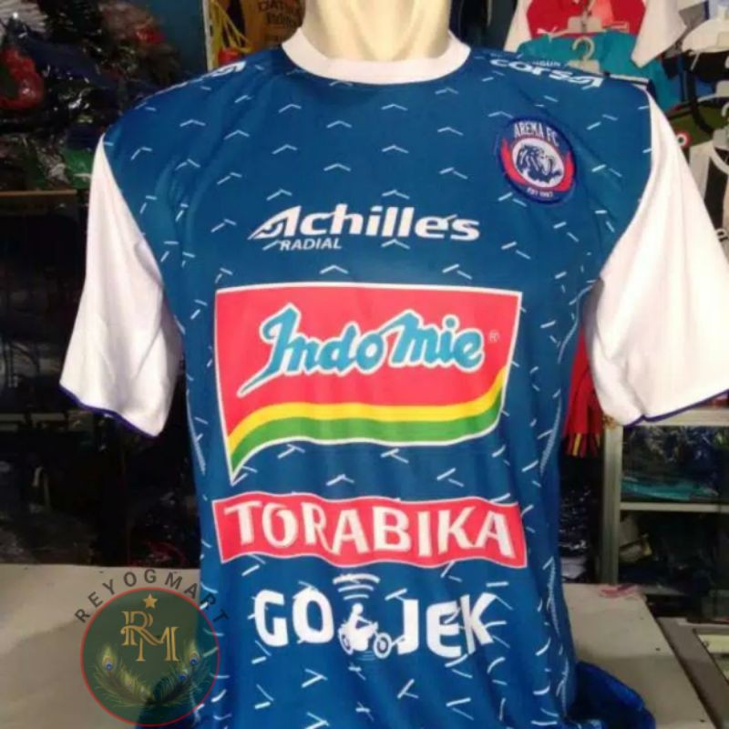 JERSEY AREMA FC HOME 2018 LIGA 1 GOJEK BIRU PRINTING SEMI GRADE ORI LOKAL