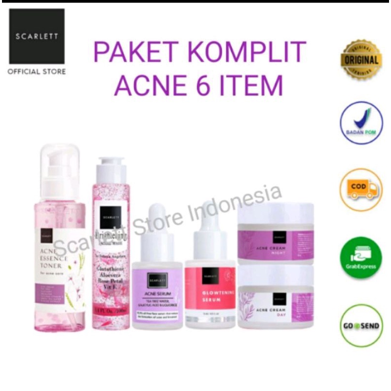 SCARLETT PAKET KOMPLIT ACNE 6 ITEM