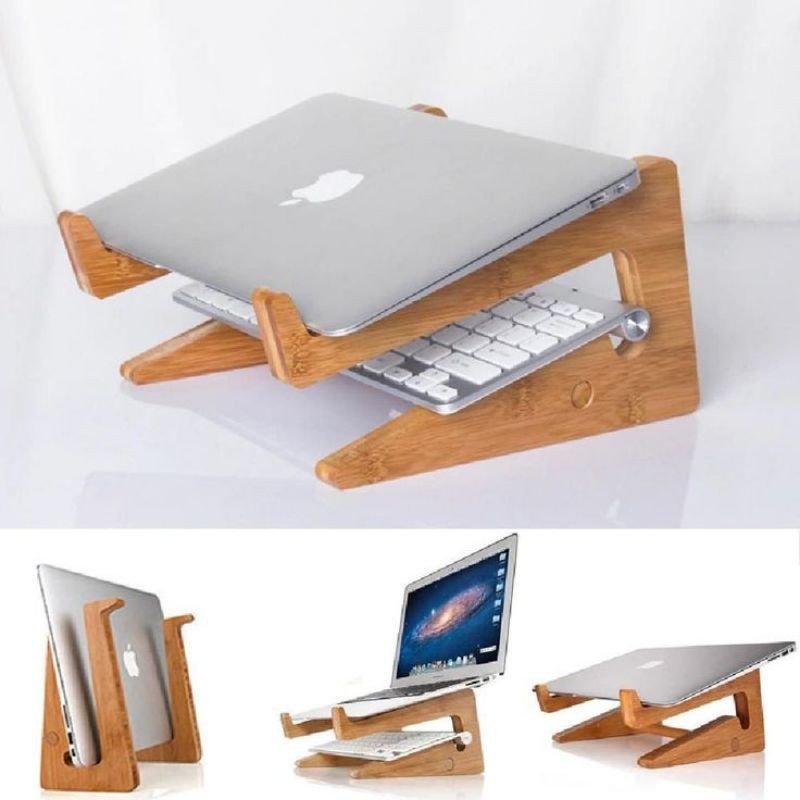 Wood laptop stand note book stand portable unik meja laptop kayu BIG SIZE