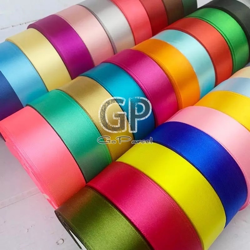 ( 3 Meter ) PITA SATIN POLOS 1 INCH 2.5 CM / SATEEN RIBBON 25 MM / KADO / KAIN HIASAN PARSEL PARCEL DEKOR PESTA DEKORASI HAMPERS SOUVENIR GOODIE BAG