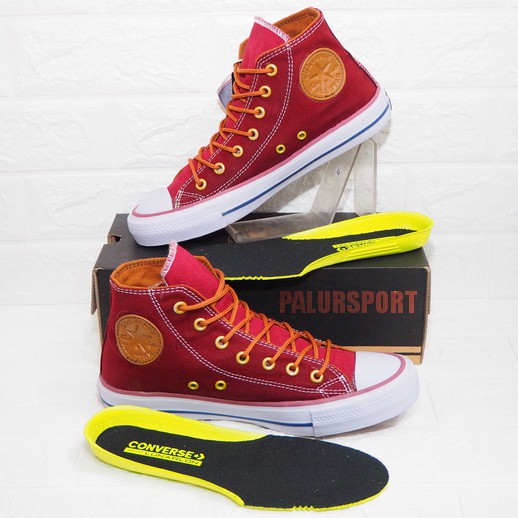 SEPATU CASUAL CONVERSE ALL STAR HIGH PREMIUM SNEAKERS BOOT COBOY TINGGI MERAH MARRON